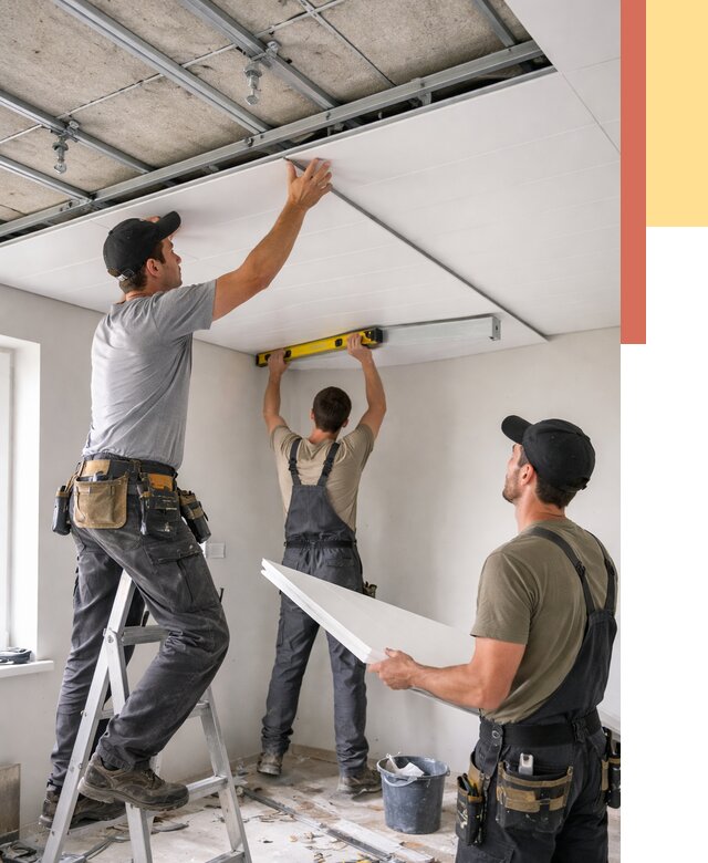 Монтаж потолка из ПВХ панелей в Североморске от 3744 руб./м2 — быстро и недорого | ОТДЕЛОЧНИК-Свм