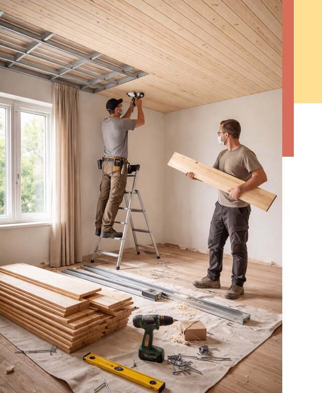 Монтаж потолка из вагонки в Североморске от 6953 руб. | Быстро и недорого — ОТДЕЛОЧНИК-Свм