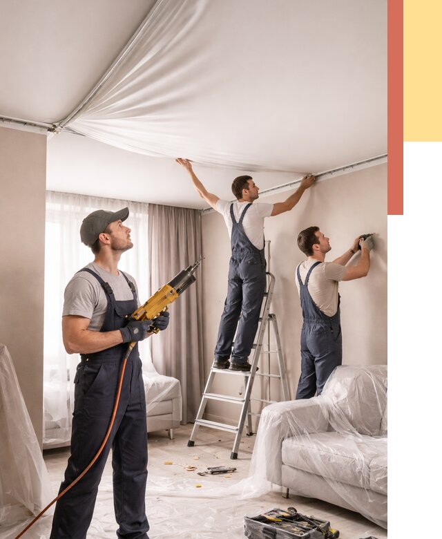 Установка натяжного потолка в Североморске от 4814 руб. | Быстро и недорого — ОТДЕЛОЧНИК-Свм