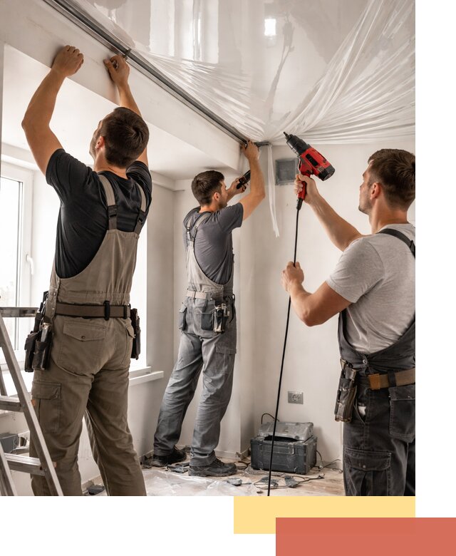 Монтаж глянцевого натяжного потолка в Североморске быстро и качественно