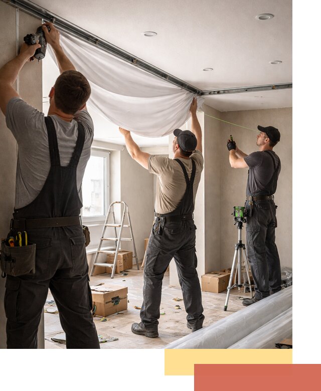 Монтаж парящего натяжного потолка под ключ в Североморске