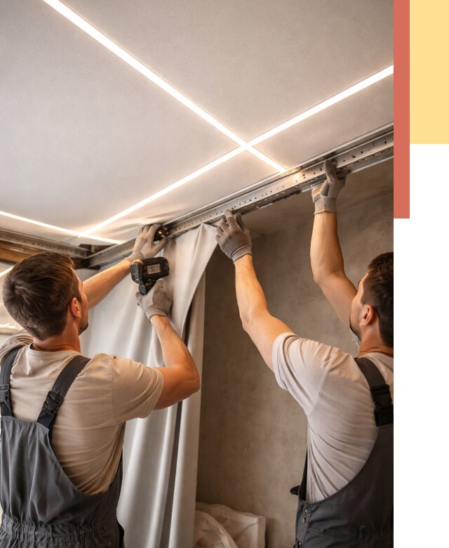 Монтаж натяжного потолка со световыми линиями в Североморске от 1284 руб. | ОТДЕЛОЧНИК-Свм