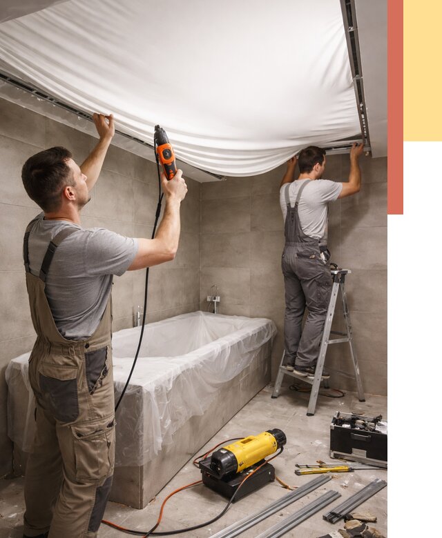 Монтаж натяжного потолка в ванной в Североморске от 1284 руб. под ключ | ОТДЕЛОЧНИК-Свм