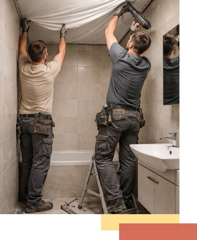 Монтаж натяжного потолка в ванной в Североморске быстро и качественно