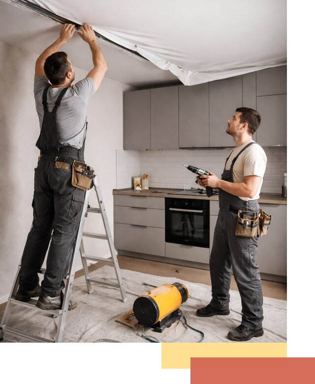 Монтаж натяжного потолка на кухне в Североморске