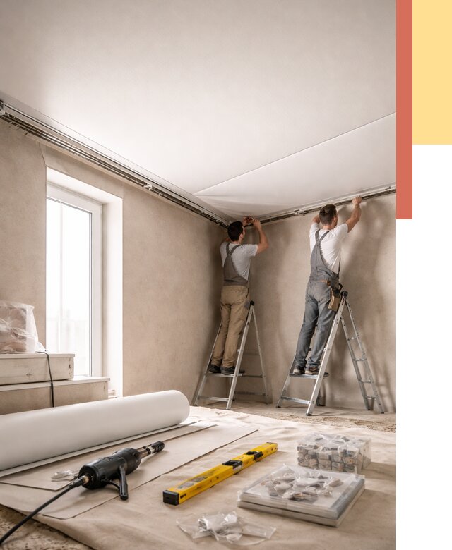 Монтаж натяжного потолка в спальне в Североморске от 4065 руб. под ключ | ОТДЕЛОЧНИК-Свм