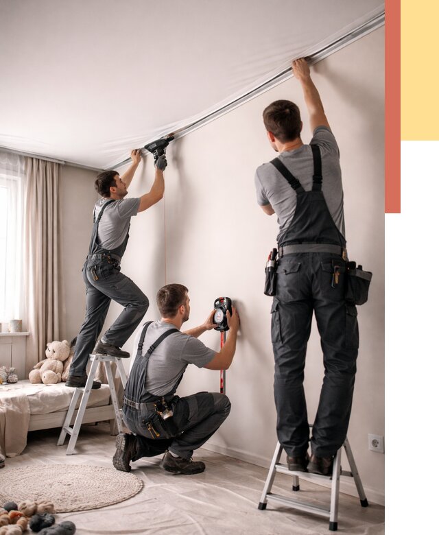 Монтаж натяжного потолка в детской в Североморске от 3744 руб. — быстро и недорого | ОТДЕЛОЧНИК-Свм