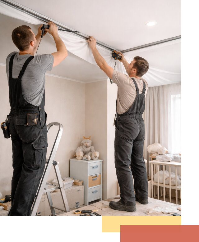 Монтаж натяжного потолка в детской комнате в Североморске