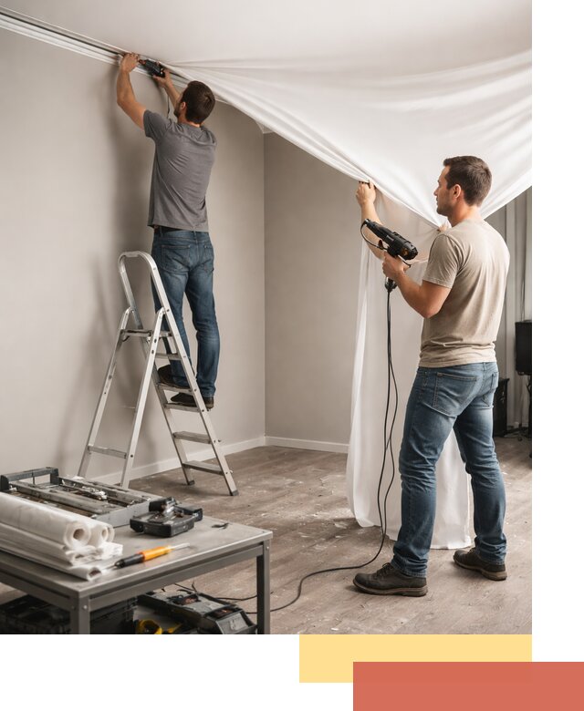 Монтаж натяжного потолка в студии в Североморске