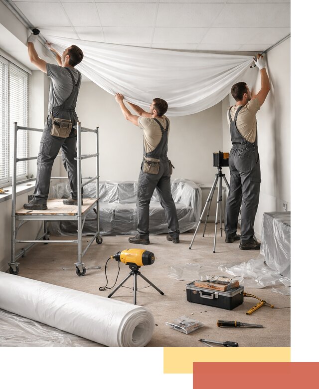 Монтаж натяжного потолка в офисе в Североморске