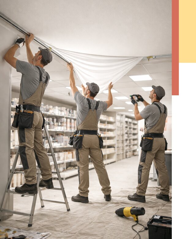 Монтаж натяжного потолка в магазине в Североморске от 4814 руб. быстро и недорого | ОТДЕЛОЧНИК-Свм