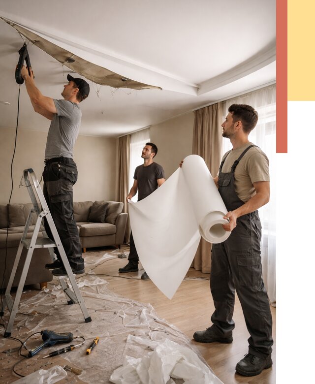 Замена полотна натяжного потолка в Североморске от 10162 руб. быстро и недорого | ОТДЕЛОЧНИК-Свм