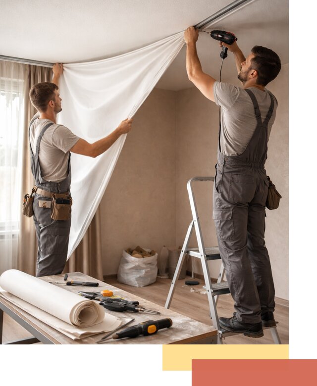 Замена полотна натяжного потолка в Североморске быстро и качественно