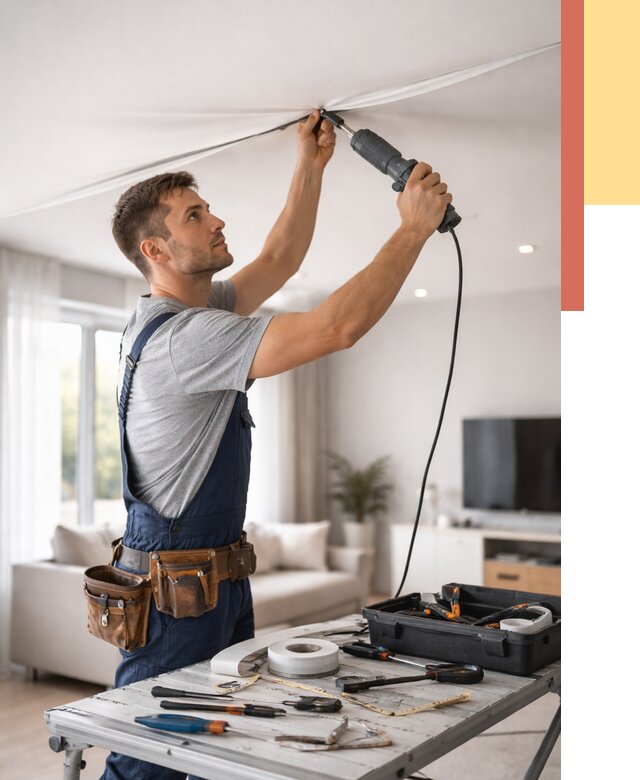 Ремонт натяжных потолков в Североморске от 10162 руб. под ключ — ОТДЕЛОЧНИК-Свм