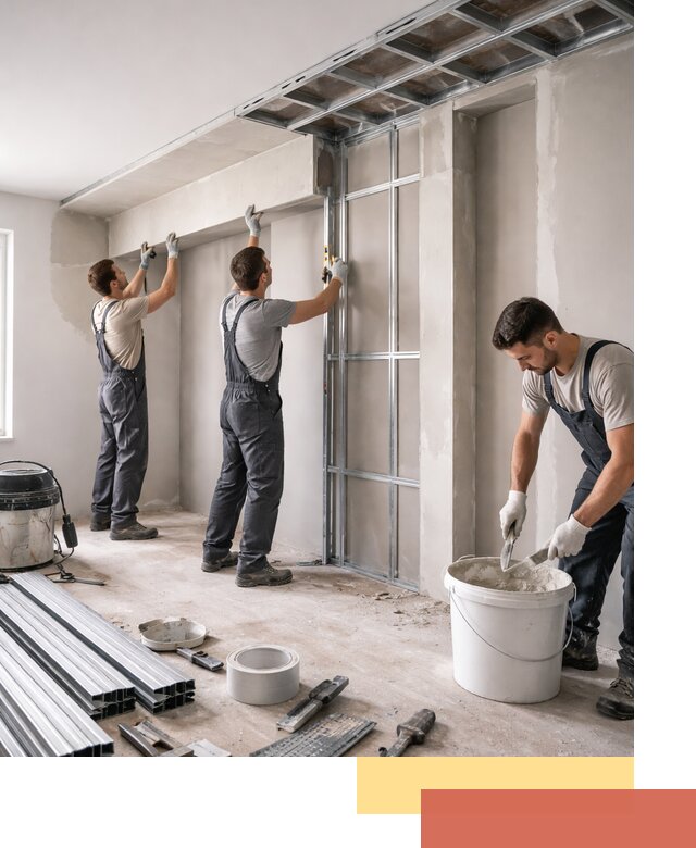 Монтаж потолка из гипсокартона с нишей в Североморске