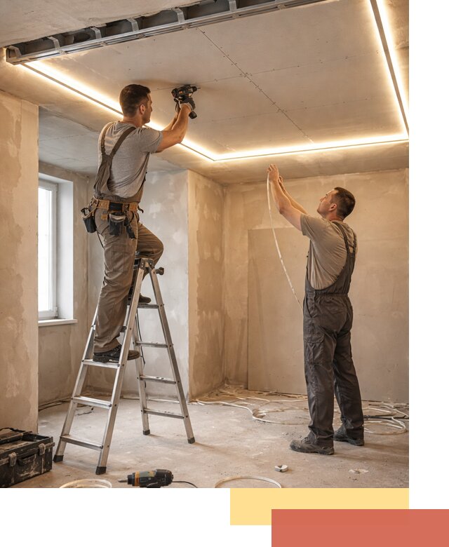 Потолок из гипсокартона с подсветкой в Североморске