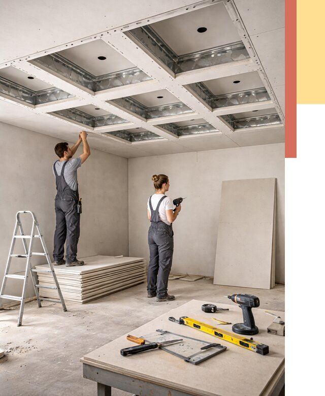 Кессонный потолок из гипсокартона в Североморске от 1979 руб. — монтаж и под ключ | ОТДЕЛОЧНИК-Свм