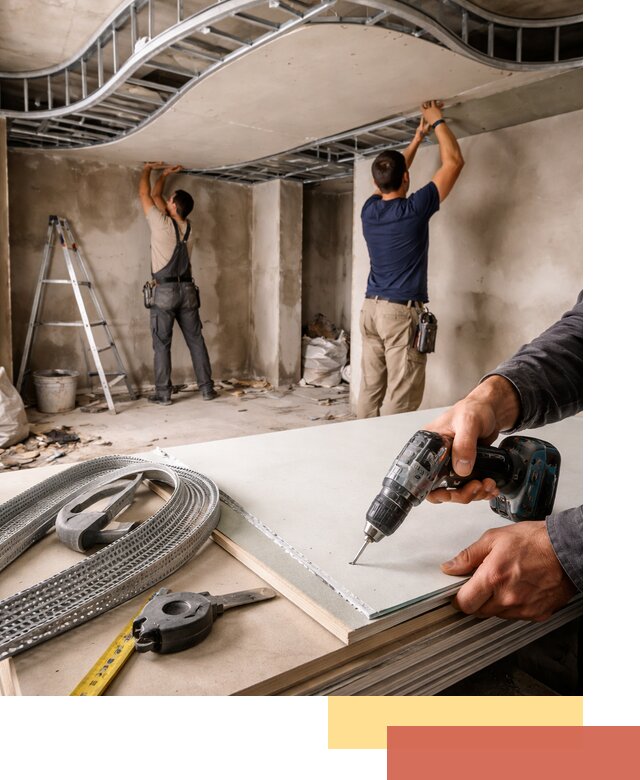 Криволинейный потолок из гипсокартона в Североморске — монтаж и отделка