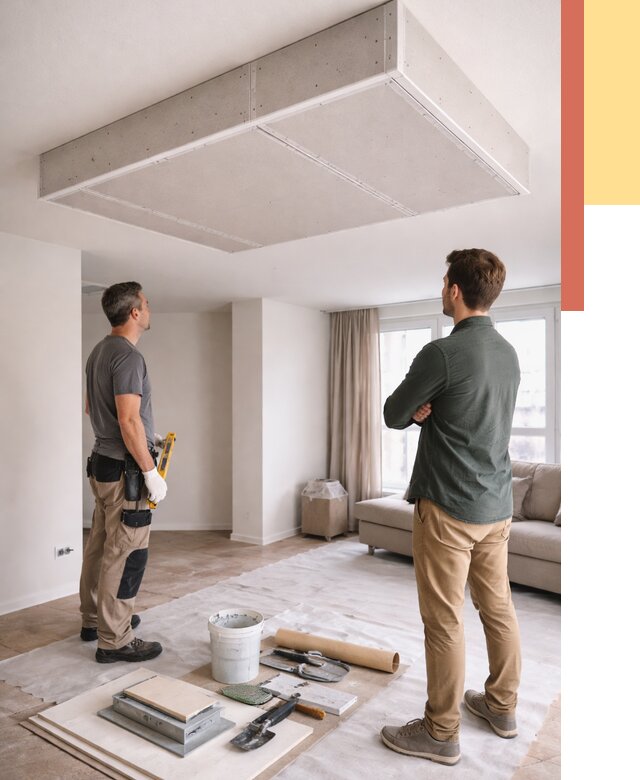 Короб на потолке из гипсокартона в Североморске от 2353 руб. — монтаж и услуги под ключ | ОТДЕЛОЧНИК-Свм