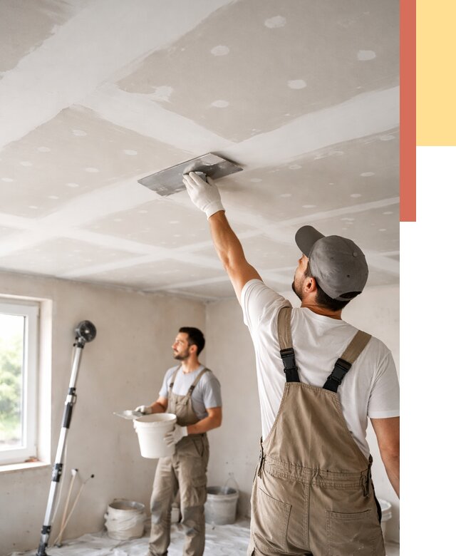 Шпаклевка потолка из гипсокартона в Североморске от 3423 руб./м2 — услуги под ключ | ОТДЕЛОЧНИК-Свм