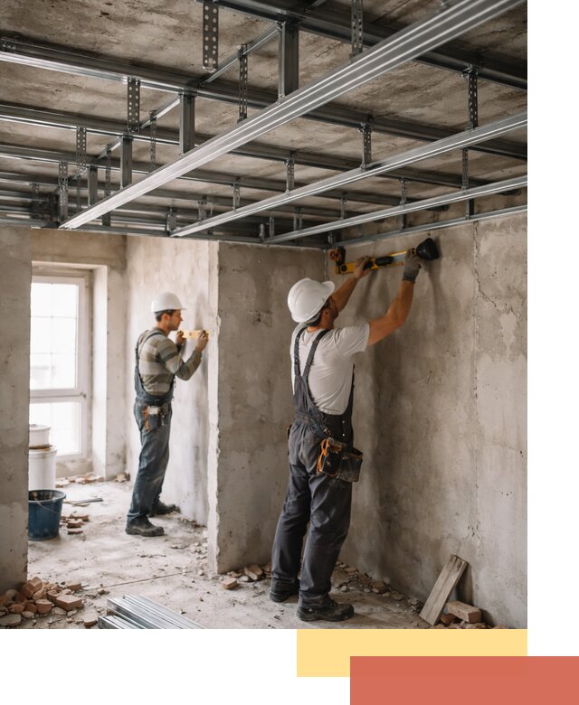 Монтаж каркаса потолка из профильного профиля в Североморске